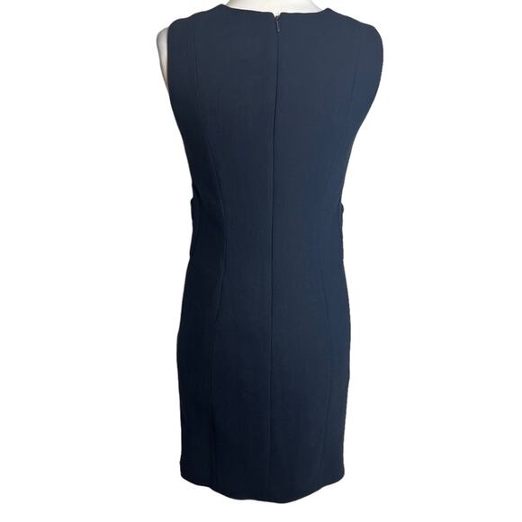 Tory Burch wool blend gold button sheath dress Sz 0 navy - Picture 2 of 7